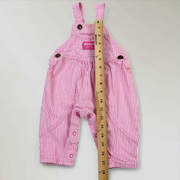 Vtg Baby B'gosh by Oshkosh Overalls Pink White Striped Made in USA Size 6-9 Mo - Picture 7 of 9